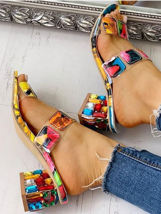 Colorful Applique Chunky Slide