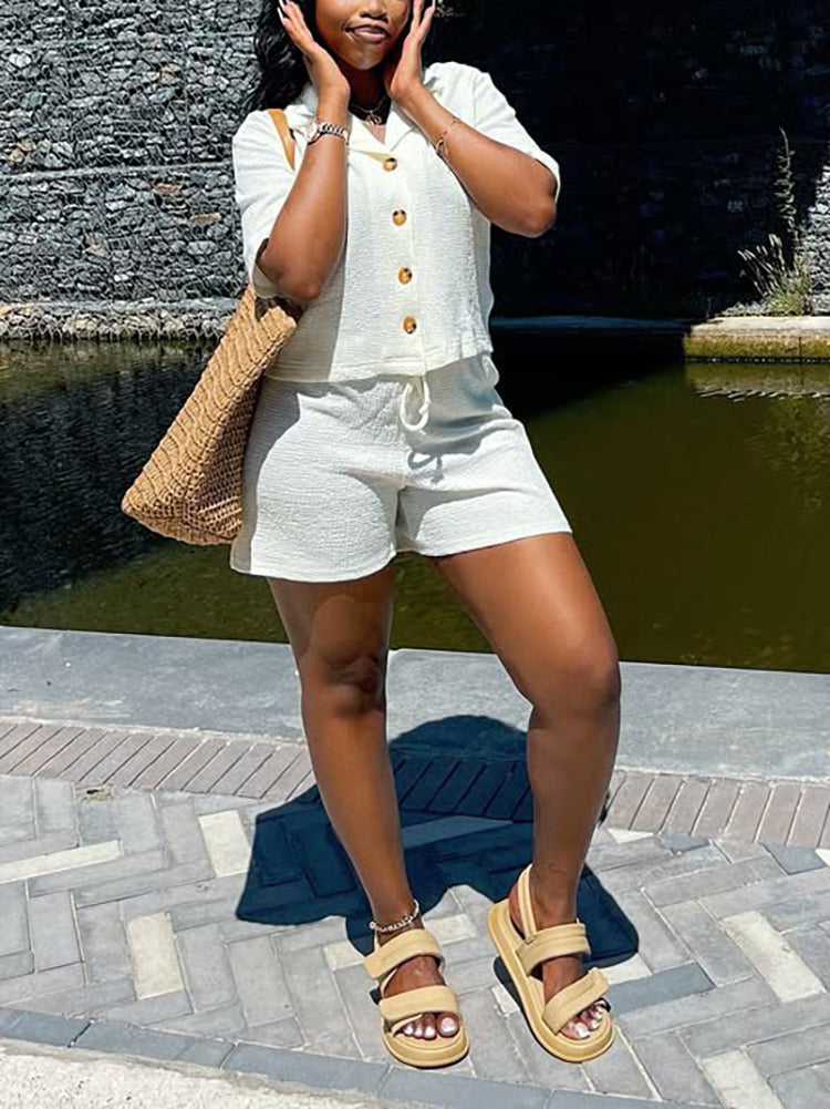 Two Piece Short Sleeve Shirt and Shorts