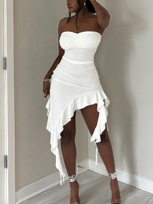 Strapless Ruffle Mini Dress