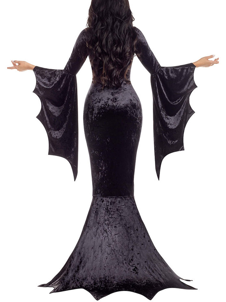 Halloween Costume Velvet Gothic Maxi Dress