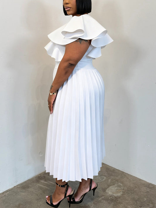 Plus Size Ruffle Pleated Dress