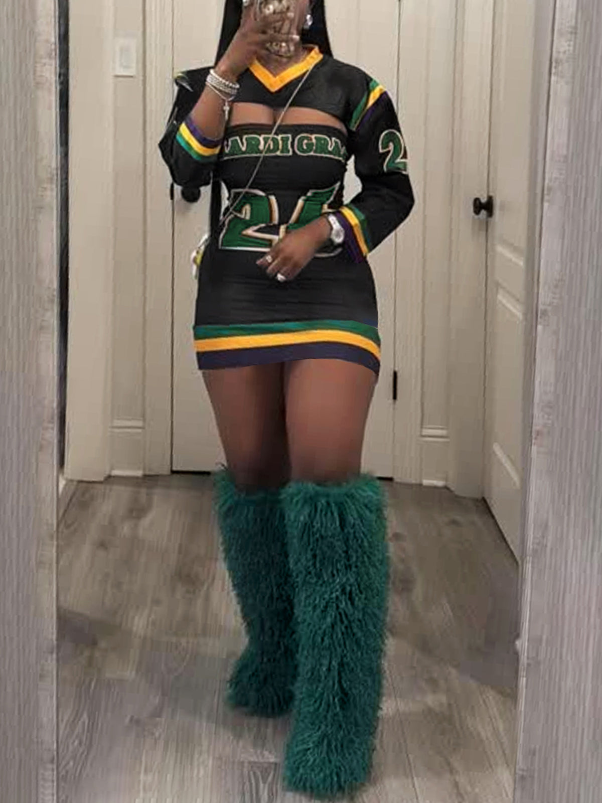 Sporty Letter Print Tube Mini Dress Set