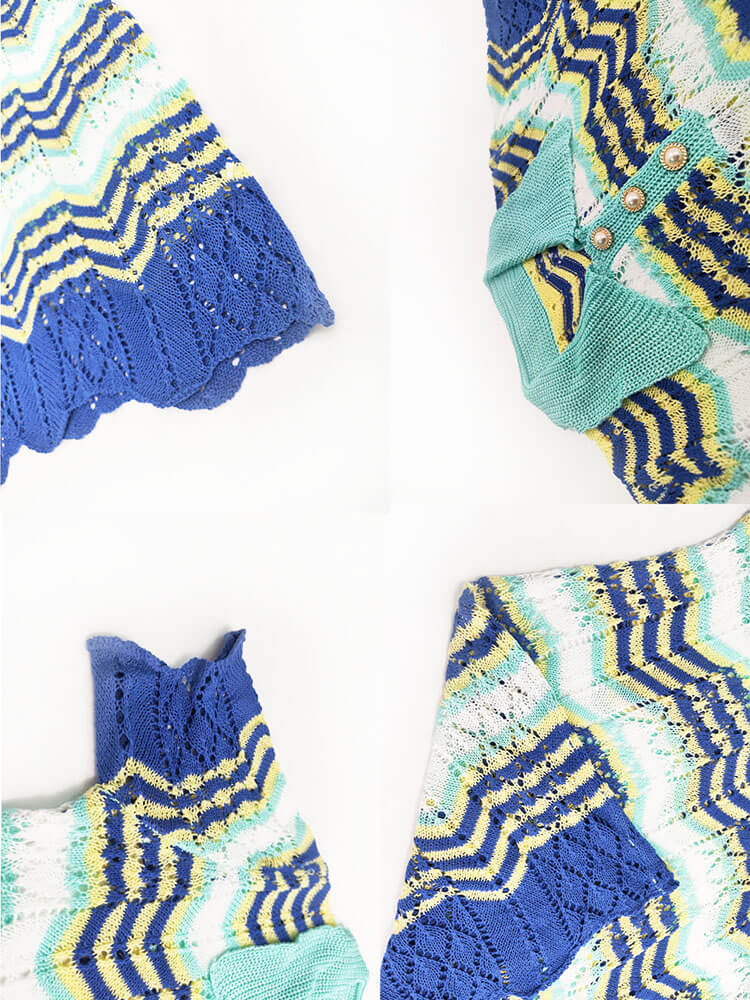 Knit Short Sleeve Color Block Mini Dress