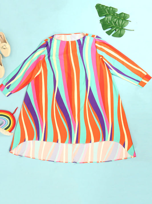 Long Sleeve Striped Bodycon Midi Dress