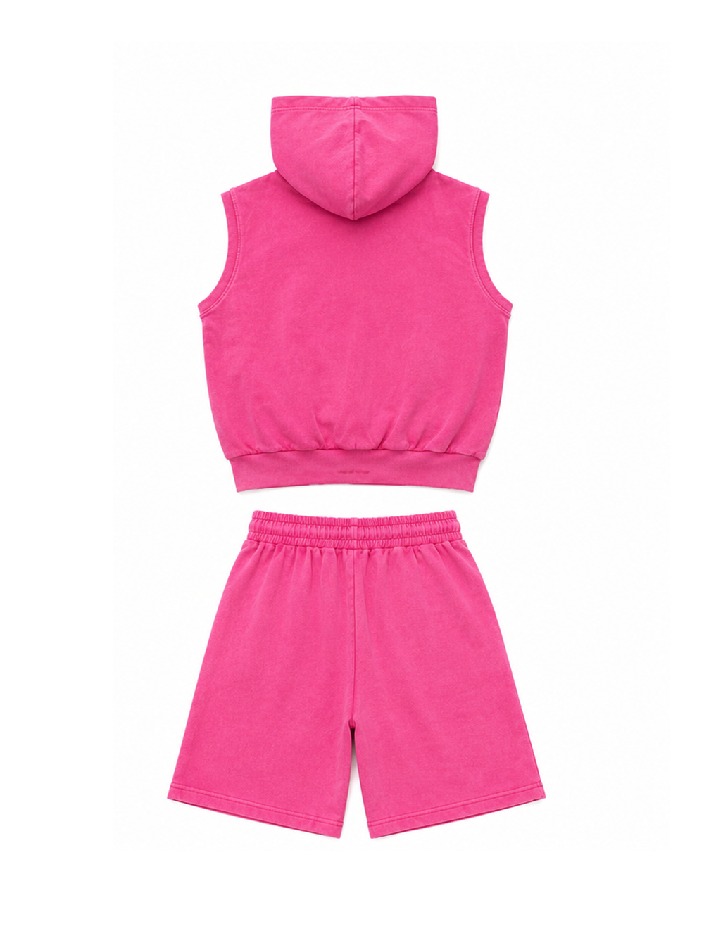 Sleeveless Hoodie Elastic Waist Shorts Set