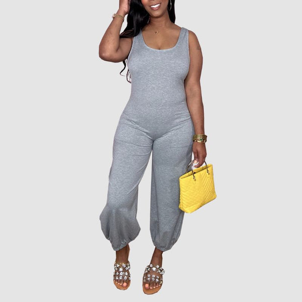 Sleeveless Solid Color Jumpsuits