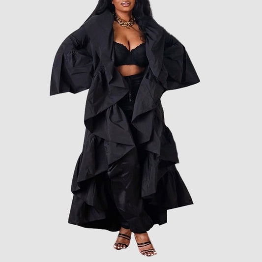 Gabardina con volantes de color liso