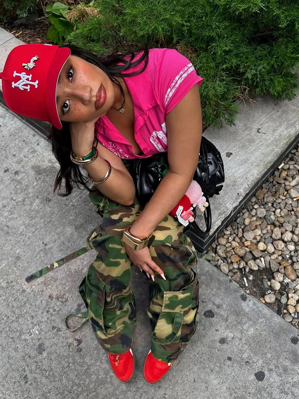 Camouflage Cargo Straight Leg Pants