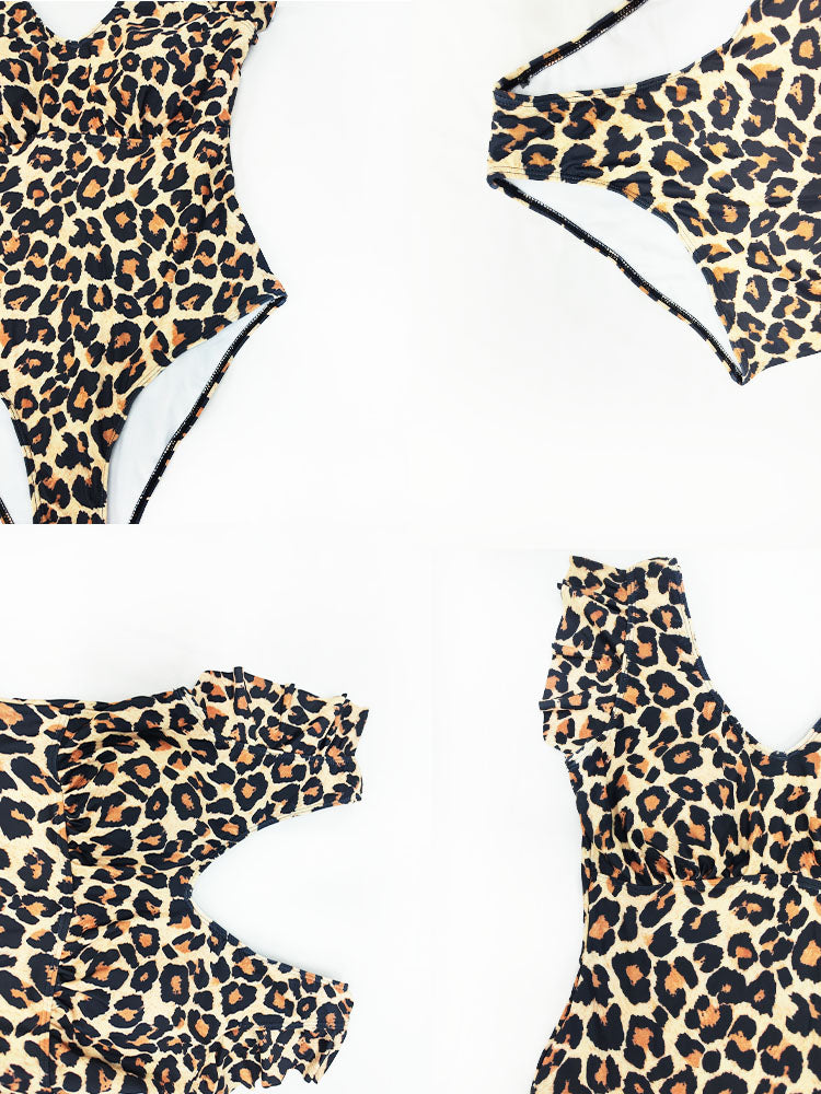 Trajes de baño con estampado floral y volantes sin mangas de talla grande