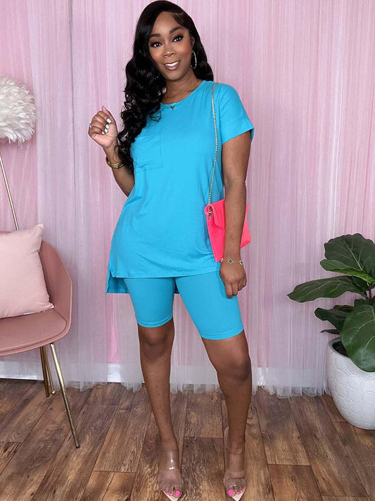 Conjuntos de dos piezas de manga corta + pantalones largos ajustados