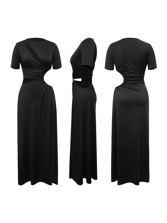 Cutout Ruched Slit Maxi Dress