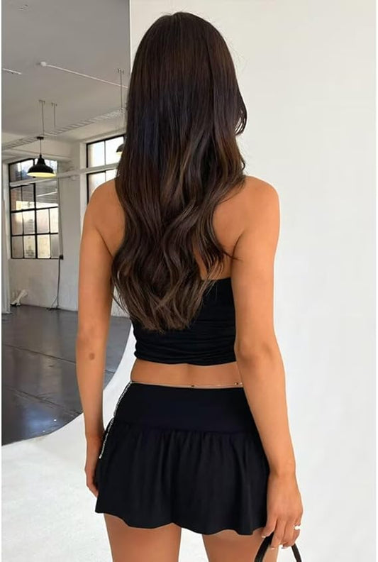 Top de tubo fruncido de dos piezas y falda de corte A