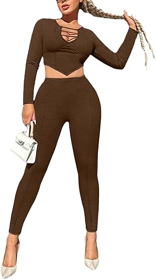 Two Piece Long Sleeve Tops & skintight Pant