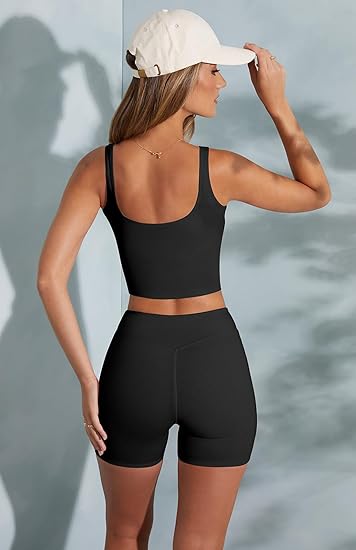 Two Piece Seamless Crop Tops & Tight Pants