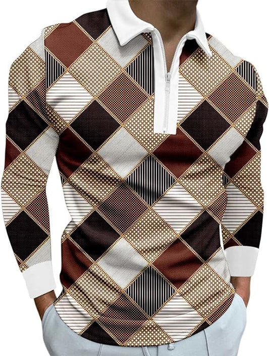 Polos de manga larga de algodón para hombre