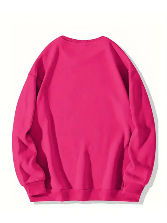 Sudadera navideña de color liso con estampado de Papá Noel