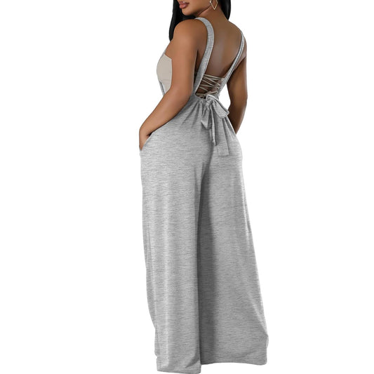 Sleeveless Adjustable Strap Baggy Wide Leg Overalls