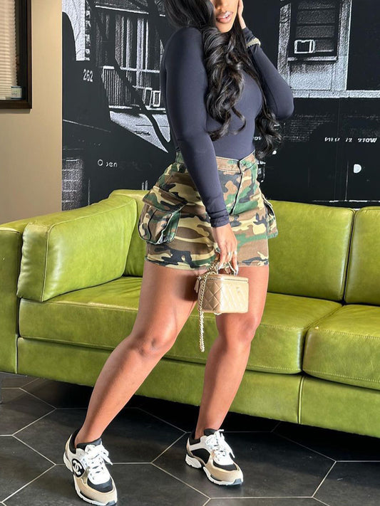 Camouflage Pockets Mini Skirt