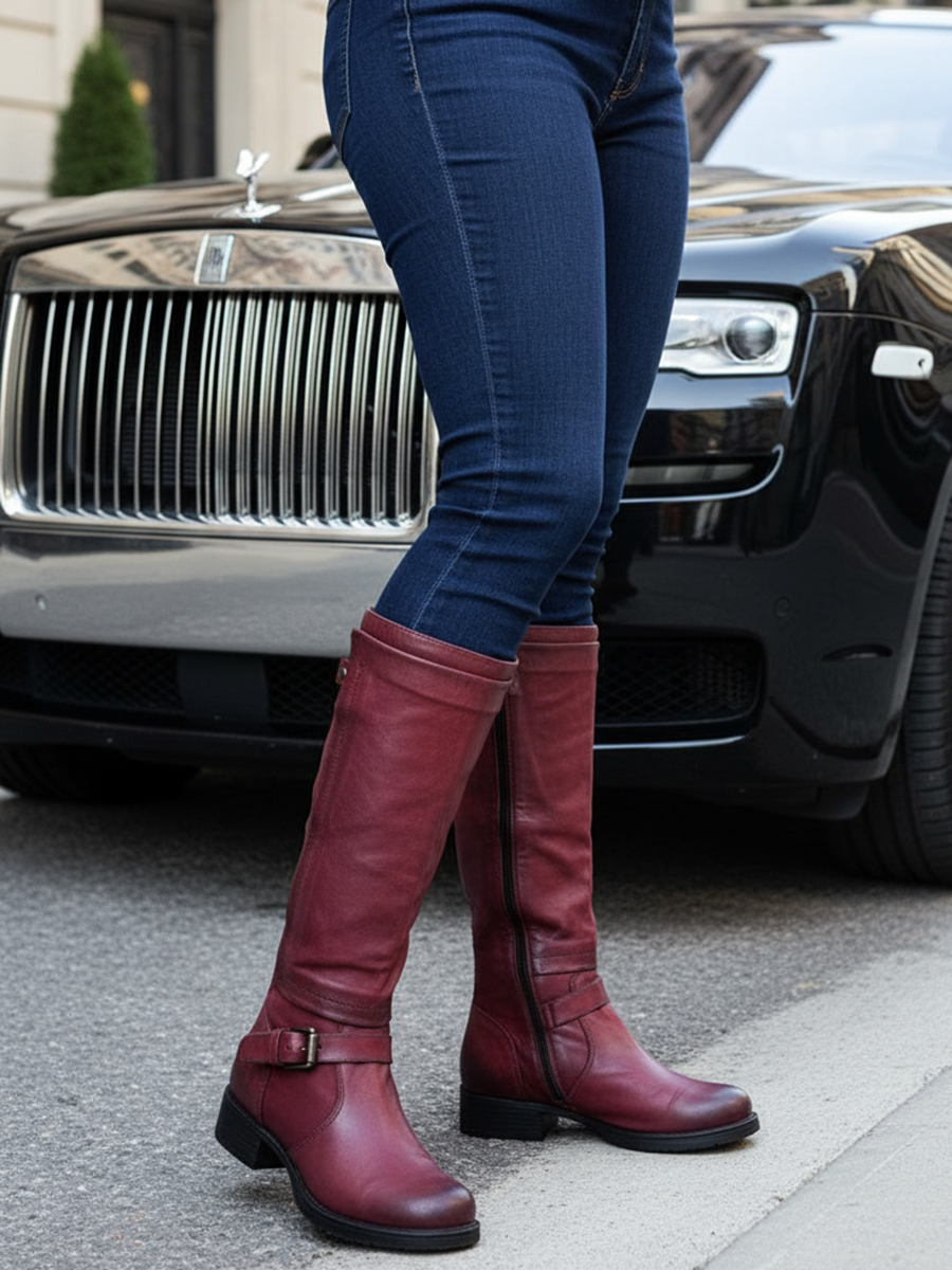 Vintage Buckle Riding Boots