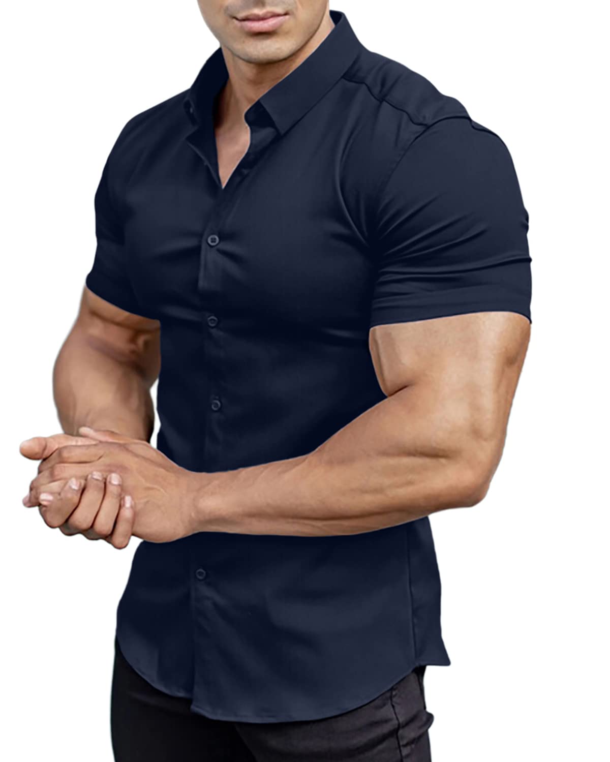 Camisas con botones de manga corta para hombre