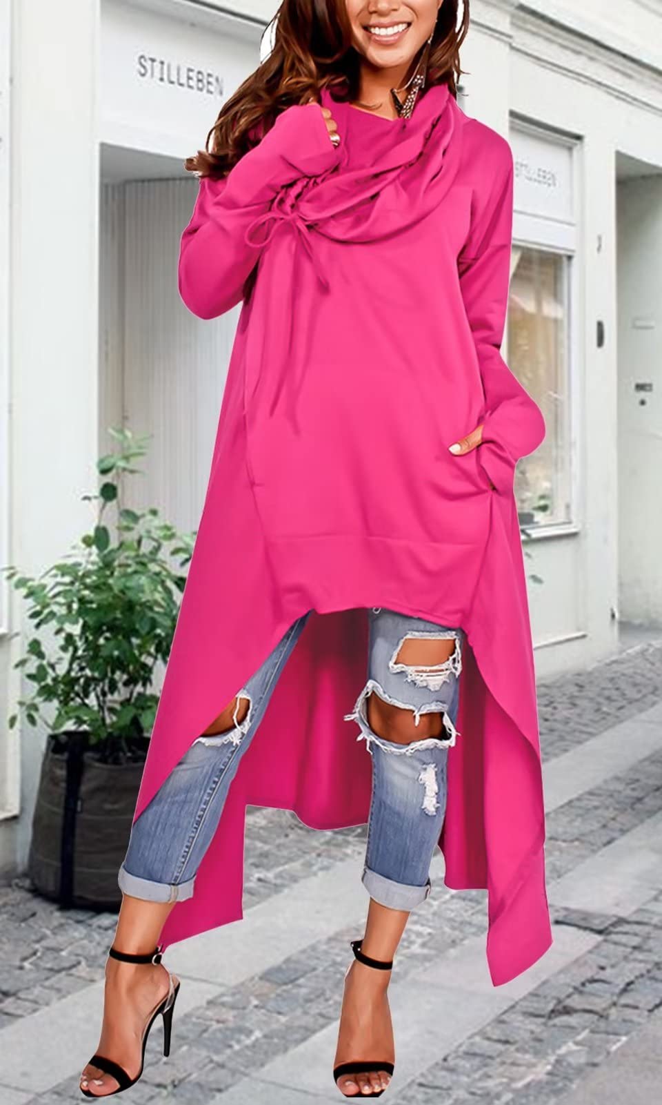 Asymmetric Long Sleeve Sweatshirts Tunic Top