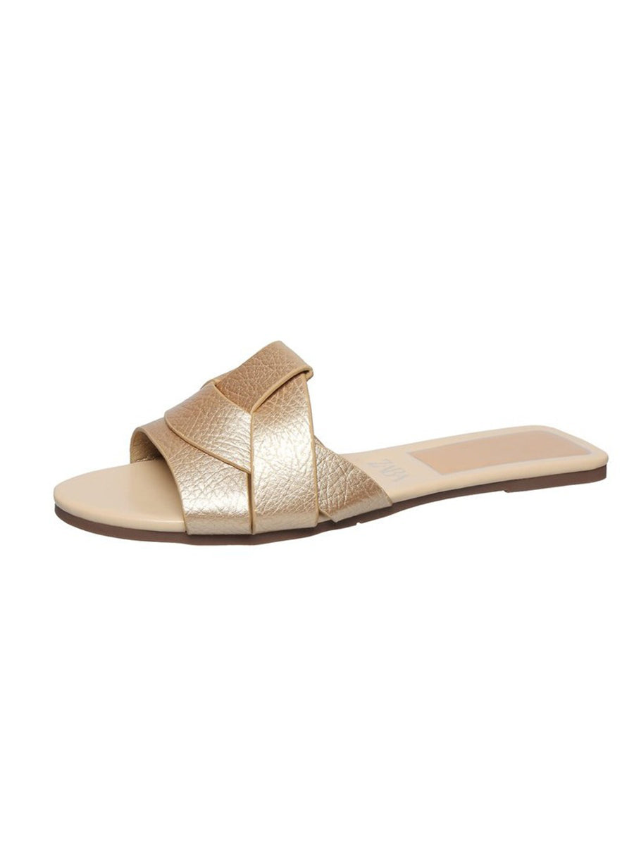 Cross Strap Flat Slides