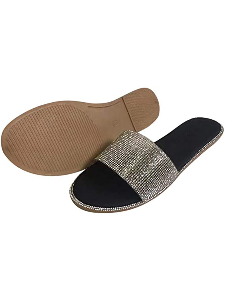 Chanclas planas con diamantes de imitación