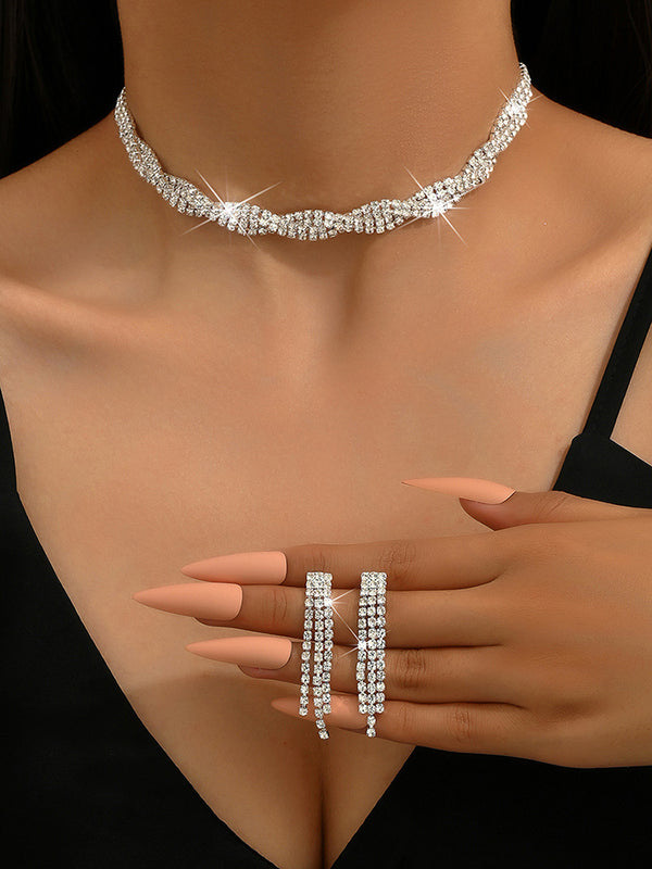 Jewelry Set with Crystal Necklace and Earrings