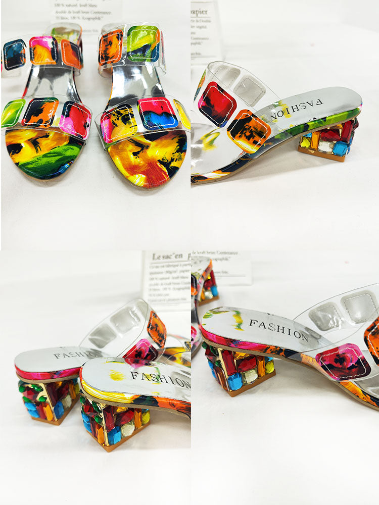 Chanclas gruesas con apliques de colores