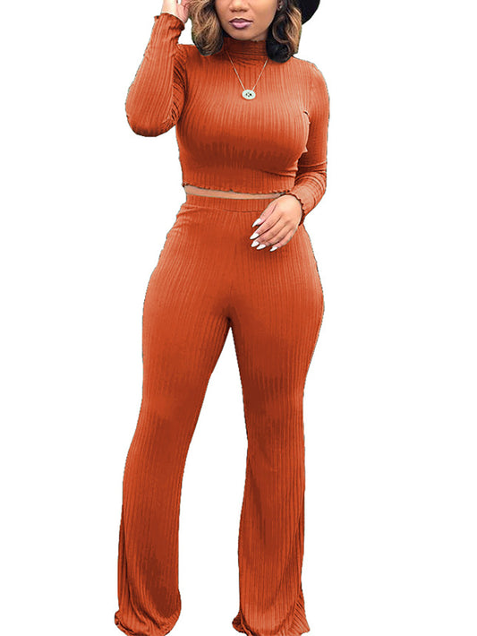 Conjunto de suéter de punto con cuello alto