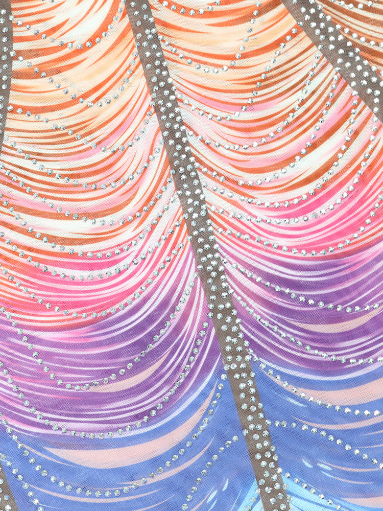 Minivestido con diamantes de imitación y borlas de color degradado