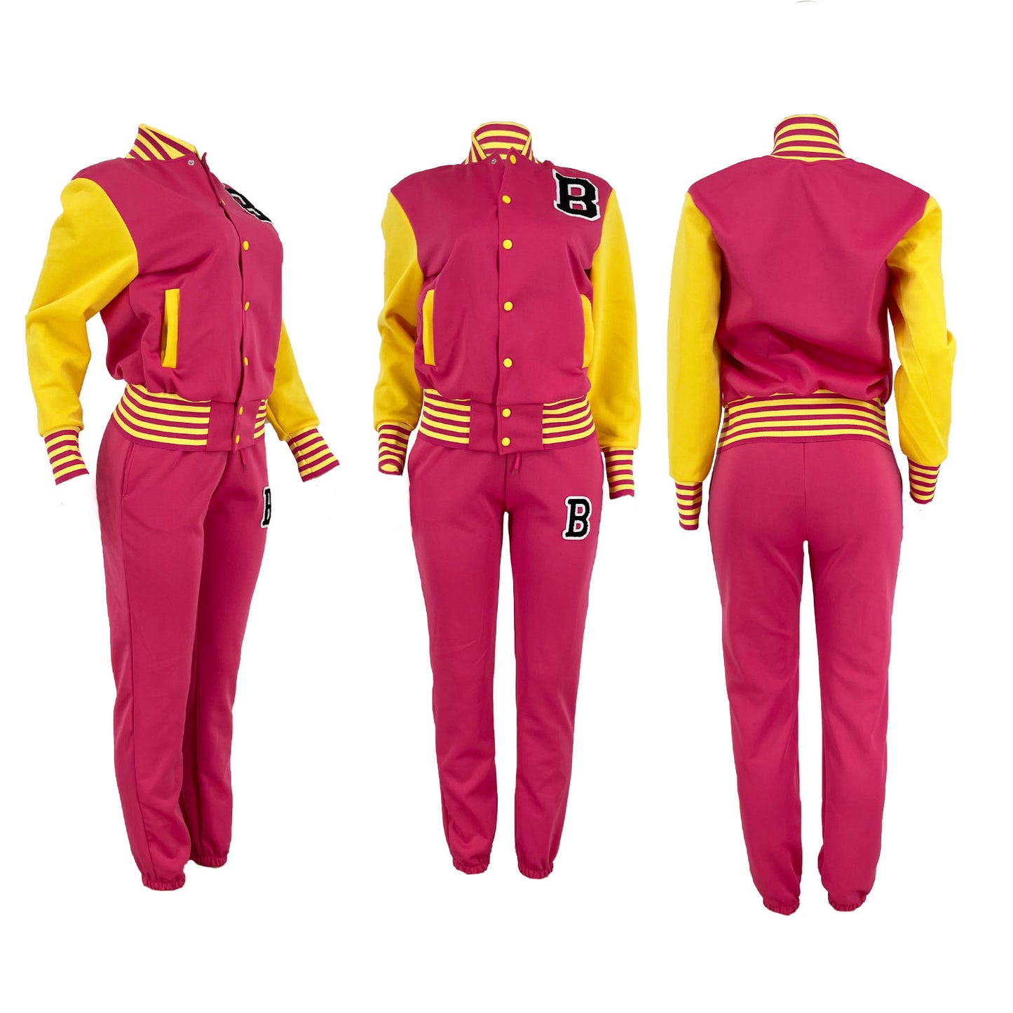 Conjuntos de béisbol de dos piezas con estampado de letras y bloques de color