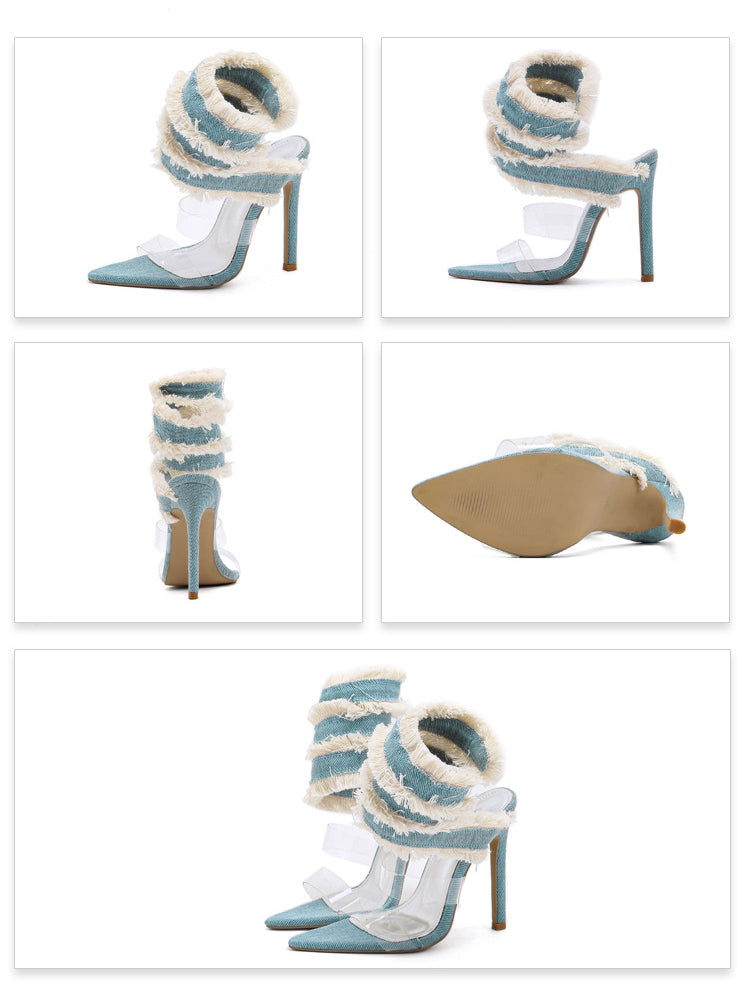 Denim Spiral Strap Sandal