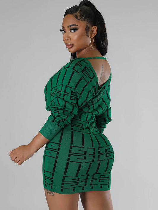 Long Sleeve Off Shoulder Mini Dress