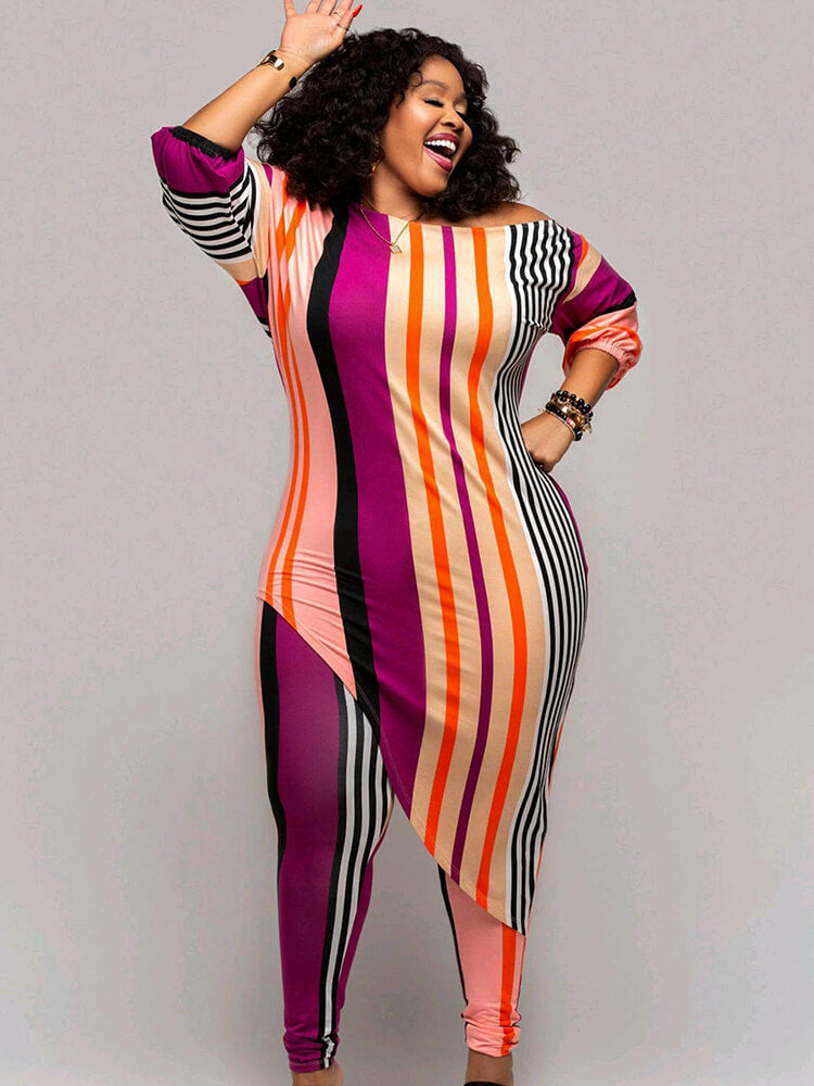 Tops y pantalones asimétricos de manga larga de dos piezas