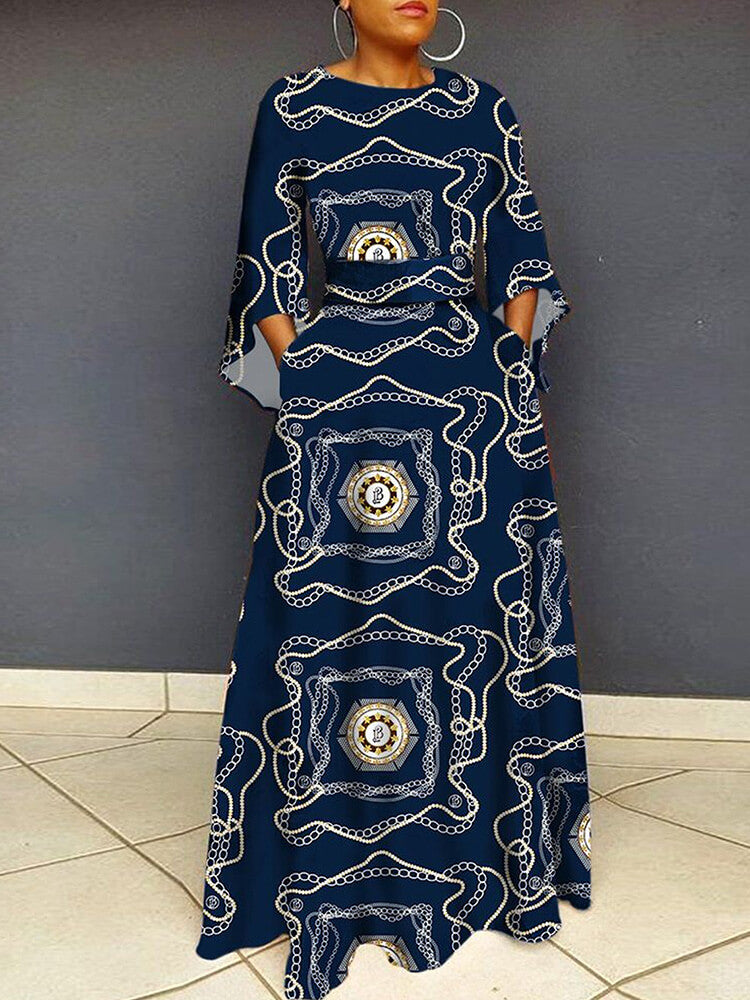 Vestidos largos ajustados de leopardo de manga larga