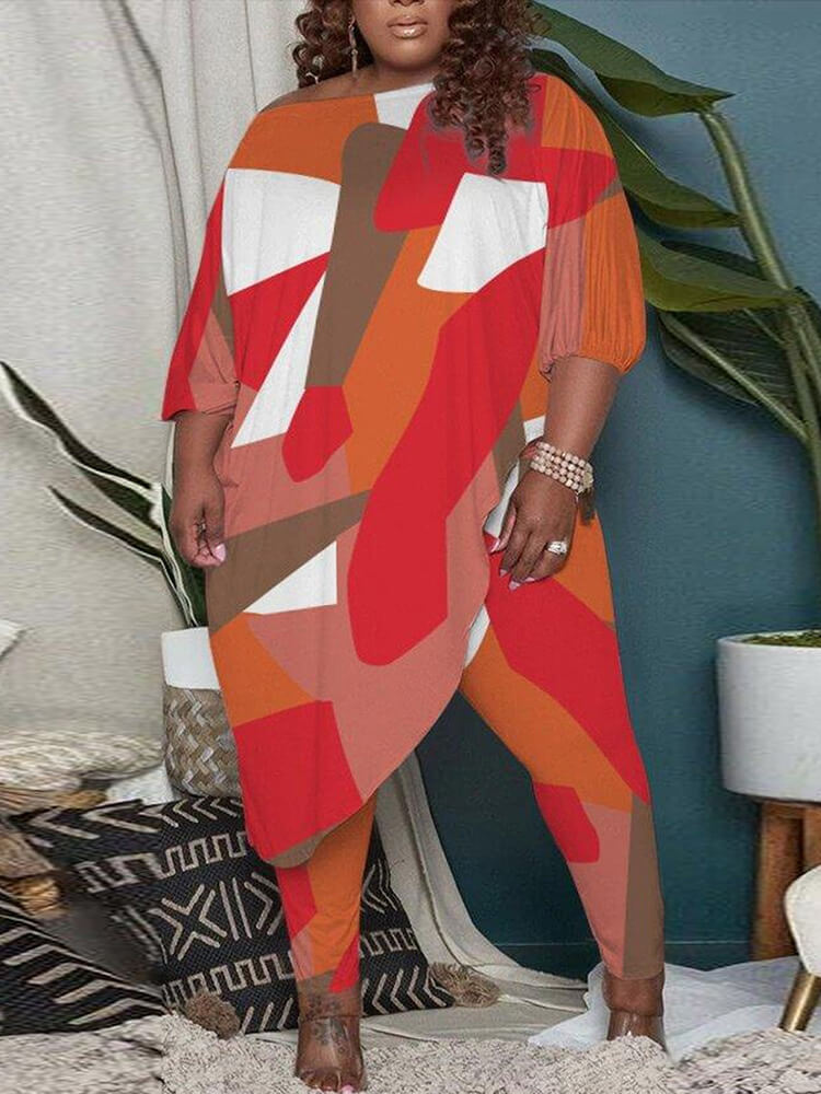 Tops con mangas tipo pulsera y pantalones ajustados de dos piezas