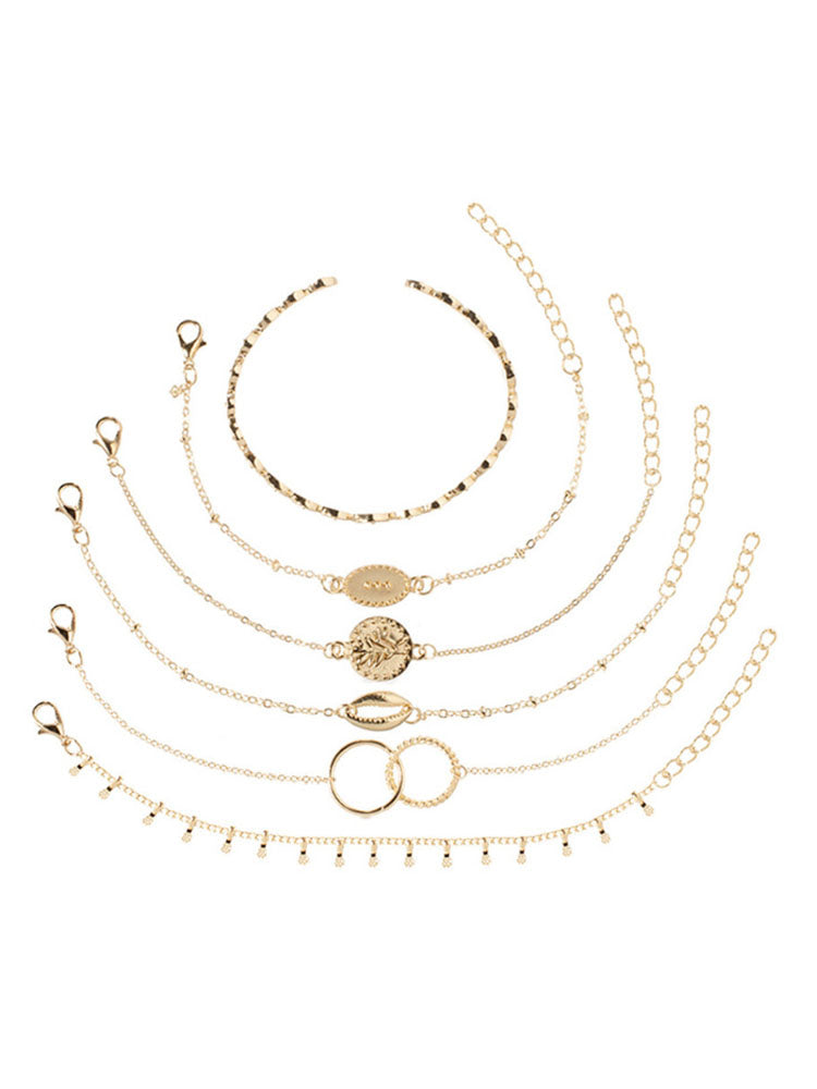 Pulseras minimalistas de conchas de seis piezas