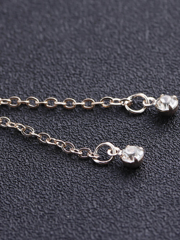 Tobilleras con diamantes de imitación y borlas de mariposa dulce