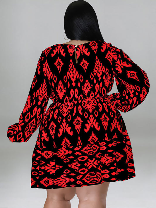 Vestidos midi de talla grande Manga larga Cuello redondo