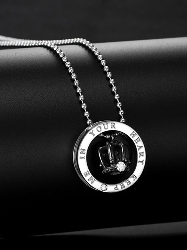Collares de pareja con diamantes de imitación y colgante de corona