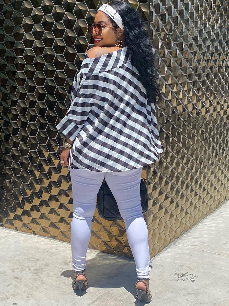 Tops ajustados con estampado de cuadros de un hombro