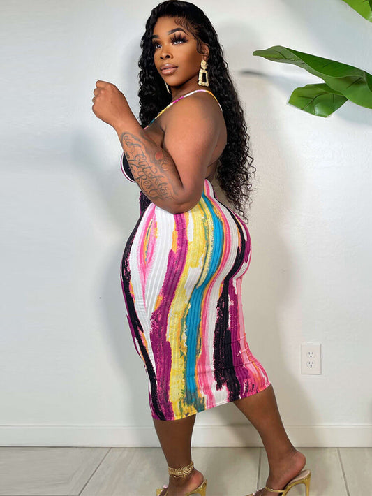 Vestidos midi sin espalda con tirantes finos teñido anudado