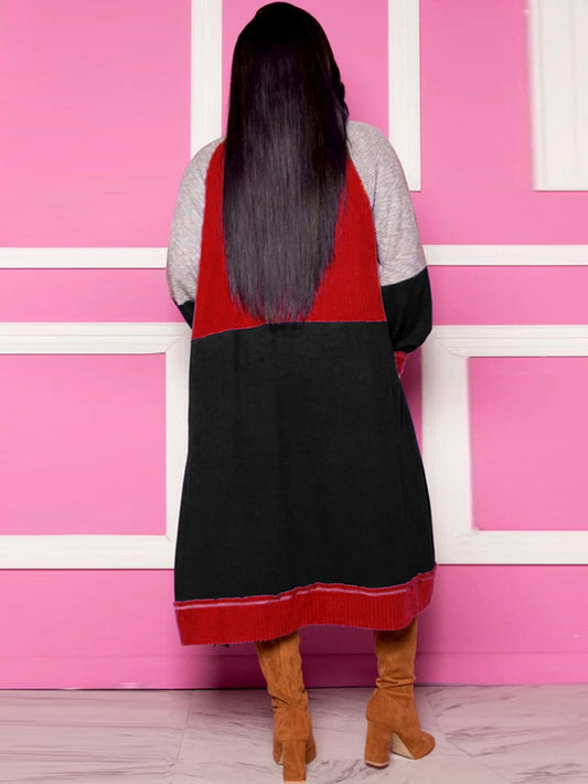 Manga larga Bloque de color Cárdigans largos