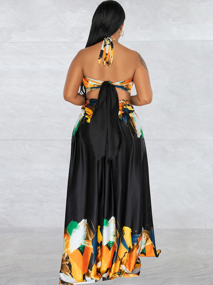 Off Shoulder Printed Patchwork Maxi Dress