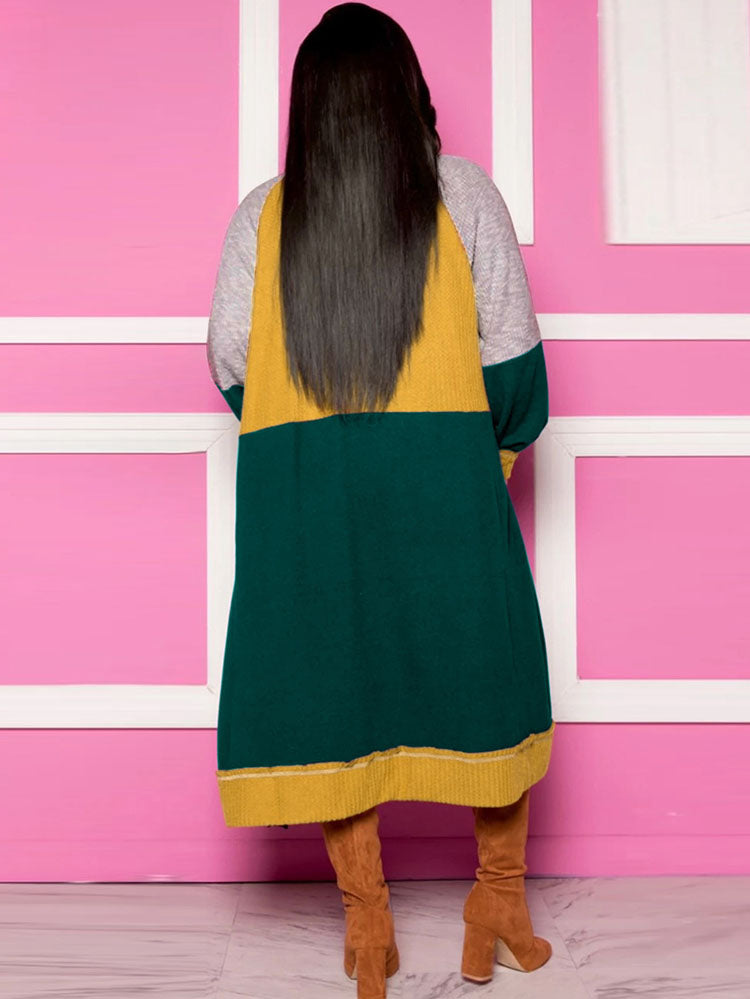 Manga larga Bloque de color Cárdigans largos