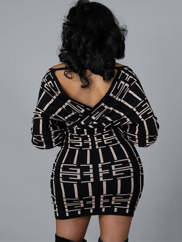 Long Sleeve Off Shoulder Mini Dress