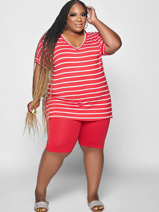 Two Piece Short Sleeve T-Shirt Bodycon Shorts