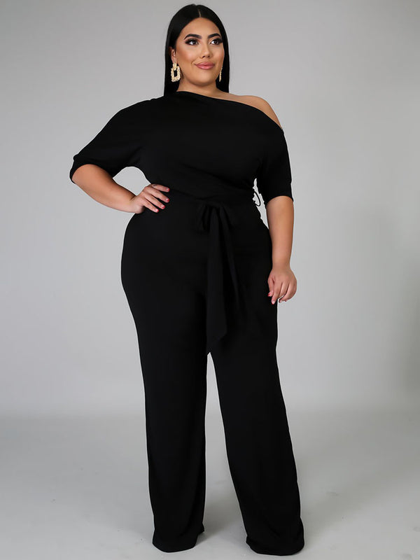 One Shoulder Plus Size Wide Leg Outfits