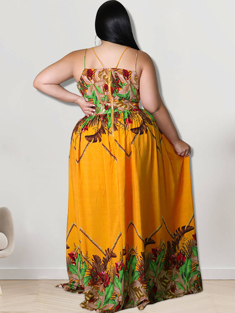 Vestidos largos con estampado floral y cuello en V